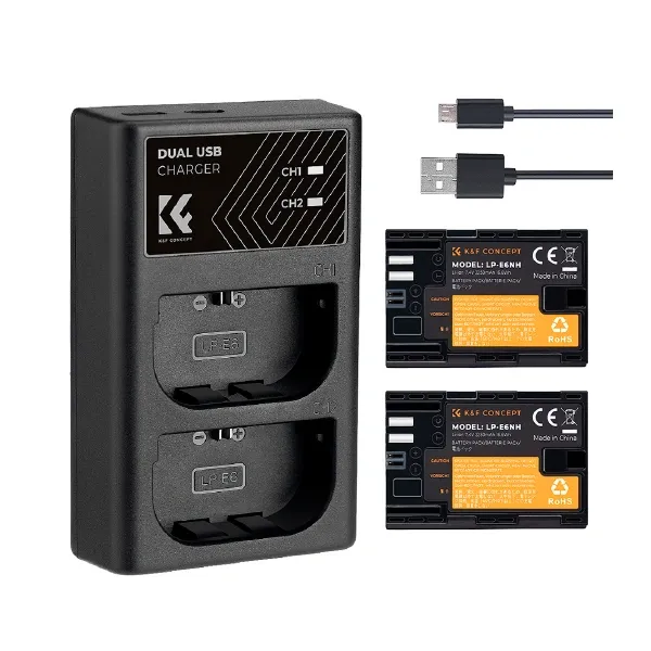 K&F Concept LP-E6NH Kit de Cargador y 2 Baterías KF28.0021