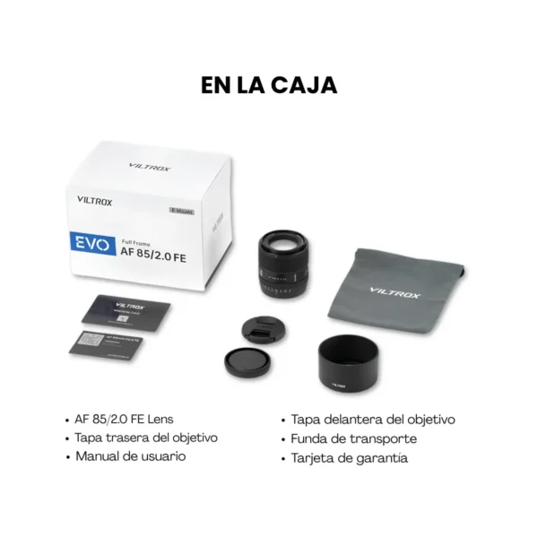 Lente Viltrox AF 85mm f/2.0 FE EVO montado en una cámara mirrorless full frame