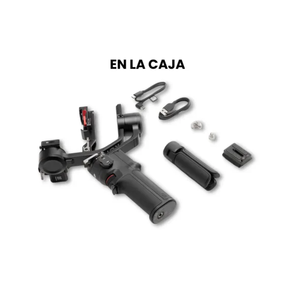 Gimbal de 3 ejes DJI RS 3 Mini mostrando su pantalla táctil de 1.4 pulgadas