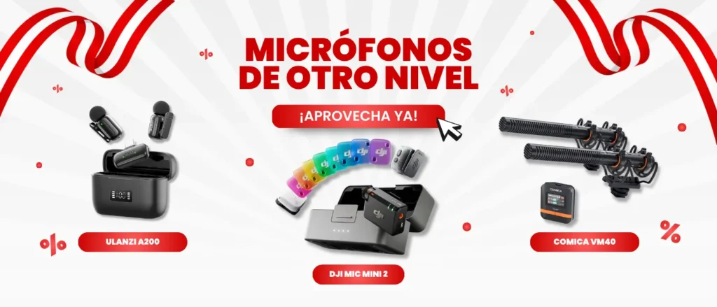 Microfonos y accesorios en promocion por fiestas patrias en vox media peru