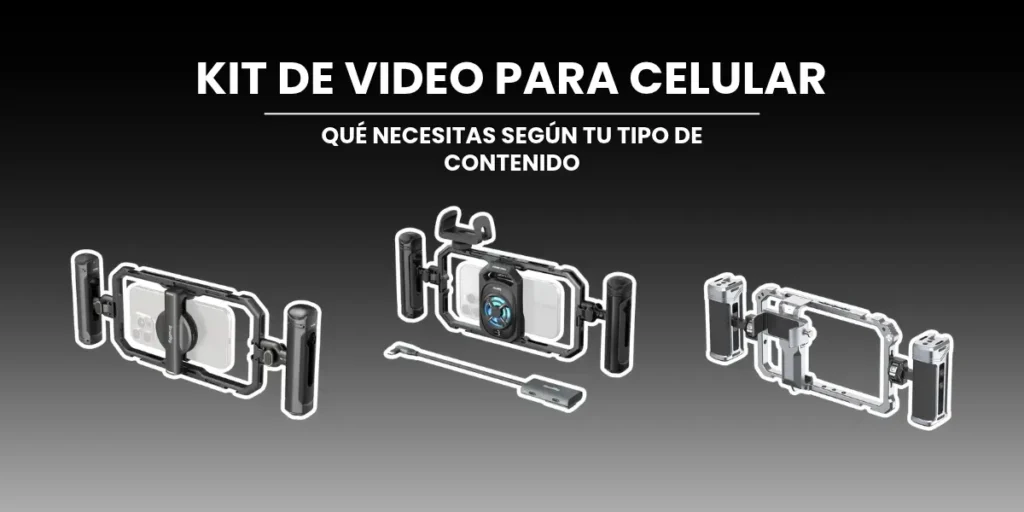 Creador de contenido grabando video con kit de video para celular en exteriores