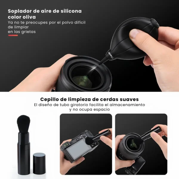 Soplador de silicona y cepillo retráctil del kit Ulanzi EA01 para limpieza de sensor