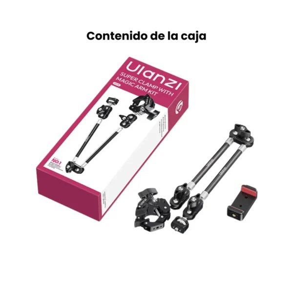 Ulanzi EA03 enganchado a un pie de luz sujetando una cámara
