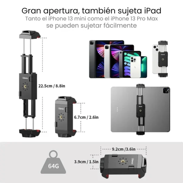 Roscas 1/4" del Ulanzi ST-29 en la base para trípode