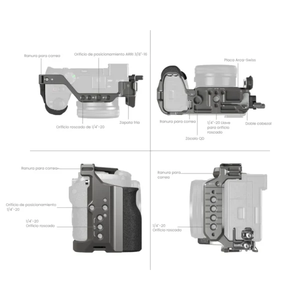 SmallRig 5060 con clamp HDMI y micrófono montado en zapata fría
