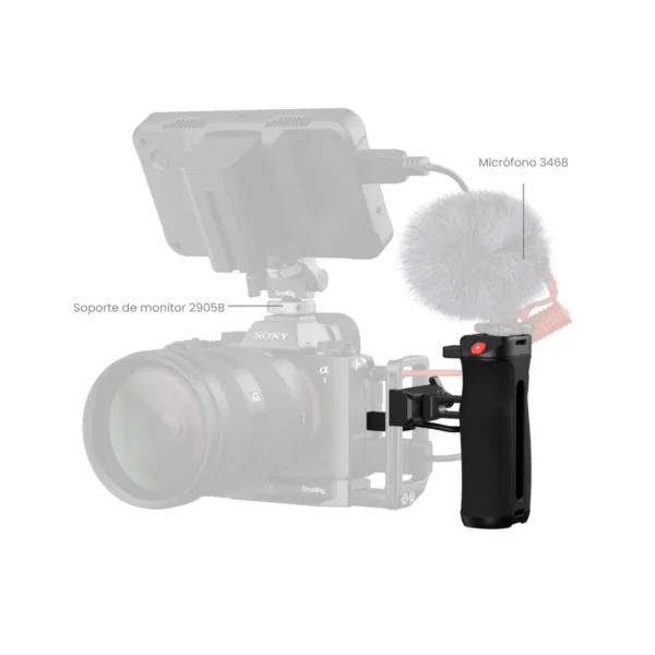 SmallRig 5694 montado en jaula de cámara mirrorless con cable de control
